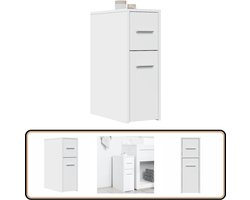 vidaXL Badkamerkast smal - Wit met Wielen Smalle Badkamerkast - Smalle Badkamerkasten - Badkamer Kast - Badkamerkastje