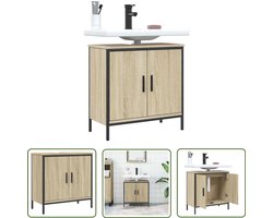 vidaXL Badkamerkast - Wastafelkast - Wastafelkast 60x30x60 cm bewerkt hout sonoma eikenkleurig - Sonoma Eiken - Houten Wastafelkast - Bruine Wastafelkast