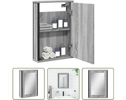 vidaXL Badkamermeubel - Badkamer Spiegelkast - Badkamerspiegelkast 42x12x60 cm bewerkt hout grijs sonoma eiken - Grijze Badkamerspiegel - Houten Badkamerkast - Compact Badkamermeubilair