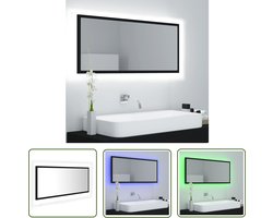 vidaXL Badkamermeubel - LED Badkamerspiegel - Badkamerspiegel LED 100x8,5x37 cm acryl zwart - Spiegels - Led Verlichting - Rgb Verlichting