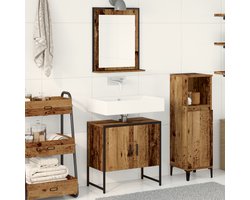vidaXL - Badkamermeubel - Set - 2 - st - Bruin - Bewerkt - hout