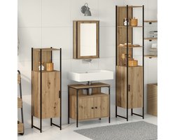 vidaXL - Badkamermeubel - Set - 4 - pcs - artisanaal - eikenkleurig - Bewerkt - hout