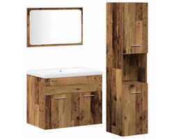 vidaXL - Badkamermeubel - Set - 4 - st - Bruin - Bewerkt - hout