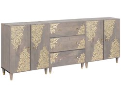 vidaXL - Badkamermeubel - Set - Bloemen - 3 - pcs - Grijs - en - Goud - 180 - x - 33 - x - 75 - cm