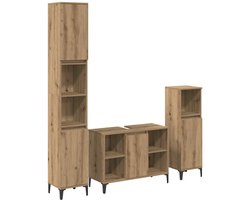 vidaXL - Badkamermeubel - Set - met - plank - 3 - pcs - Artisan - Eiken - Bewerkt - hout