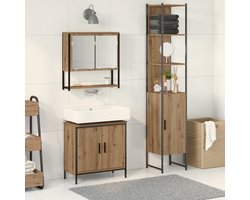 vidaXL - Badkamermeubel - Set - met - plank - 3 - pcs - Bruin - Bewerkt - hout