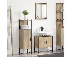 vidaXL - Badkamermeubel - Set - met - plank - 3 - pcs - Bruin - Bewerkt - hout