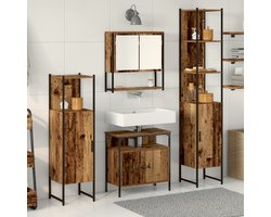 vidaXL - Badkamermeubel - Set - met - plank - 4 - pcs - Oud - hout - Bewerkt - hout