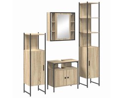 vidaXL - Badkamermeubel - Set - met - plank - 4 - pcs - Sonoma - Eik - Bewerkt - hout