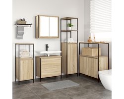 vidaXL - Badkamermeubel - Set - met - plank - 5 - pcs - Beige - Bewerkt - hout