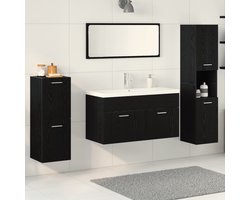 vidaXL - Badkamermeubel - Set - met - plank - 5 - pcs - Zwart - Eiken - Bewerkt - hout