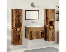 vidaXL - Badkamermeubel - Set - Wandgemonteerd - 4 - pcs - Oud - Hout - Bewerkt - hout