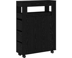 vidaXL - Badkamermeubel - Set - Zwart - Eiken - 65 - x - 23 - x - 87 - cm - Bewerkt - hout