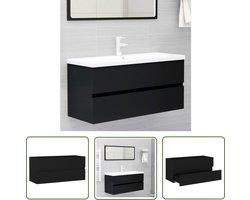 vidaXL Badkamermeubel - Wastafelkast - Wastafelkast 100x38,5x45 cm bewerkt hout zwart - Houten Kast - Zwarte Kast - Opbergkast