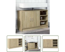 vidaXL Badkamermeubel - Wastafelkast - Wastafelkast 90x29x55 cm bewerkt hout sonoma eikenkleurig - Sonoma Eiken - Houten Kast - Opbergruimte