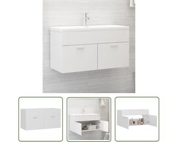 vidaXL Badkamermeubel - Wastafelkast - Wastafelkast 90x38,5x46 cm bewerkt hout wit - Houten Kast - Wit Meubel - Opslagoplossing