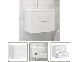 vidaXL Badkamermeubel - Wastafelkast - Wastafelkast met ingebouwde wastafel bewerkt hout wit - Witte Wastafel - Houten Wastafelkast - Inbouw Wastafel