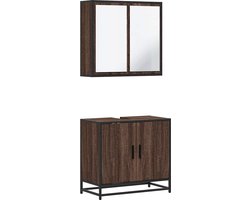 vidaXL Badkamermeubelset - 2-delig - Bruin Eiken