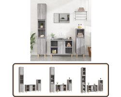 vidaXL Badkamermeubelset - 3-delig - Grijs Sonoma Eiken Badkamermeubelset - Badkamerrkast - Wasbak - Houten Meubels - Badkamerinrichting