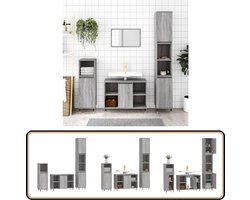 vidaXL Badkamermeubelset - 3-delig - Grijs Sonoma Eiken Badkamermeubelset - Badkamerspiegel - Wasbak - Kastje - Grijze Badkamer