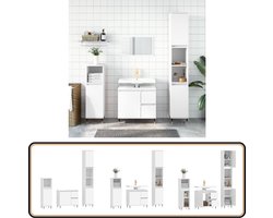 vidaXL Badkamermeubelset - 3-delig - Wit Bewerkt Hout Badkamermeubelset - Badkamerinrichting - Witte Badkamer - Houten Badkamermeubel - Modern Badkamermeubel