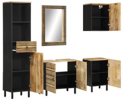 vidaXL Badkamermeubelset - 5-delig - Mangohout Badkamermeubelset - Badkamermeubelsets - Badkamerkast - Badkameropbergkast