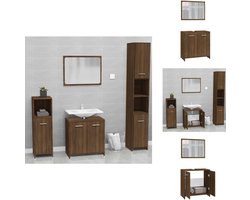 vidaXL Badkamermeubelset - Badkamermeubelsets - Badkamerkast - Badkamerkastenset - Badkamermeubelset bewerkt hout bruin eikenkleur