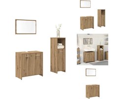 vidaXL Badkamermeubelset - Badkamermeubelsets - Badkamerkast - Badkameropbergkast - 3-delige Badkamermeubelset bewerkt hout artisanaal eikenkleur