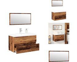 vidaXL Badkamermeubelset - Badkamermeubelsets - Badkamerkast - Badkameropbergkast - Badkamermeubelset bewerkt hout oud houtkleurig