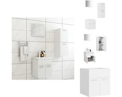 vidaXL Badkamermeubelset - Badkamermeubelsets - Spiegel - Spiegels - Badkamermeubelset spaanplaat wit