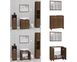 vidaXL Badkamermeubelset bewerkt hout bruin eikenkleur - Badkamermeubelset - Badkamermeubelsets - Badkamerkast - Badkamerkastenset