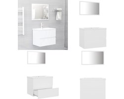 vidaXL Badkamermeubelset bewerkt hout wit - Badkamermeubelset - Badkamermeubelsets - Kast - Kasten