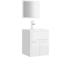 vidaXL - Badkamermeubelset - spaanplaat - hoogglans - wit