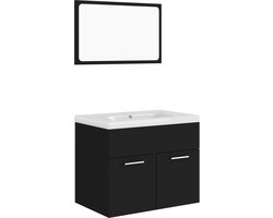 vidaXL - Badkamermeubelset - spaanplaat - zwart