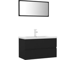 vidaXL - Badkamermeubelset - spaanplaat - zwart