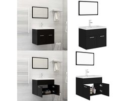 vidaXL Badkamermeubelset spaanplaat zwart - Badkamermeubelset - Badkamermeubelsets - Kast - Kasten