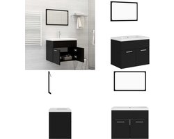 vidaXL Badkamermeubelset spaanplaat zwart - Badkamermeubelset - Badkamermeubelsets - Kast - Kasten
