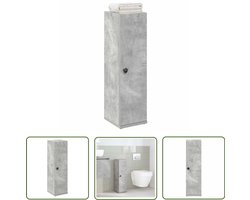 vidaXL Badkamermeubilair - Badkamerkast - Badkamerkast met rolhouder 20,5x22x72 cm betongrijs - Opslagoplossing - Houten Kast - Rolgordijn