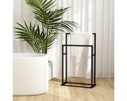 vidaXL Badkamermeubilair - Handdoekenrek - Handdoekenrek vrijstaand 48x24x78,5 cm ijzer zwart - Zwarte Badkamerdecoratie - Staande Handdoekrek - Ijzeren Handdoekenrek