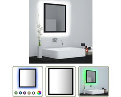 vidaXL Badkamermeubilair - LED Badkamerspiegel - Badkamerspiegel LED 40x8,5x37 cm acryl zwart - Design Spiegel - Zwarte Spiegel - Ronde Spiegel