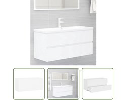 vidaXL Badkamermeubilair - Wastafelkast - Wastafelkast 100x38,5x45 cm bewerkt hout wit - Houten Kast - Opbergkast - Wit Interieur
