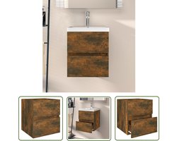 vidaXL Badkamermeubilair - Wastafelkast - Wastafelkast 41x38,5x45 cm bewerkt hout gerookt eikenkleurig - Houten Wastafelkast - Bruine Wastafelkast - Compact Kastje