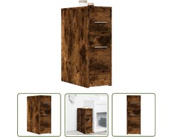 vidaXL Badkameropbergruimte - Badkamerkast - Badkamerkast smal met wielen bewerkt hout gerookt eikenkleurig - Houten Kast - Slimme Opslag - Kleine Badkamerkasten