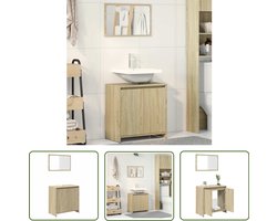 vidaXL Badkamerset - Badkamermeubel - 2-delige Badkamermeubelset bewerkt hout sonoma eikenkleurig - Sonoma Eiken - Bewerkt Hout - Opbergruimte
