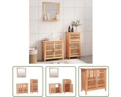vidaXL Badkamerset - Badkamermeubilair - 3-delige Badkamermeubelset massief walnotenhout - Houten Badkamermeubel - Walnothouten Meubel - Badkamer Design