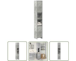 vidaXL Badkamerspiegel - Badkamerkast - Badkamerkast 30x30x183,5 cm spaanplaat betongrijs - Opslagoplossing - Badkameraccessoires - Houten Kast