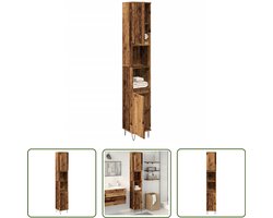 vidaXL Badkamerspiegel - Badkamerkast - Badkamerkast 30x30x190 cm bewerkt hout oud houtkleurig - Opslagoplossing - Houten Kast - Vintage Stijl