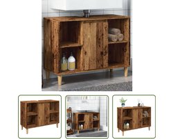 vidaXL Badkamerspiegel - Badkamerkast - Badkamerkast 80x33x60 cm bewerkt hout oud houtkleurig - Opslagruimte - Houten Kast - Vintage Stijl