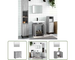 vidaXL Badkamerspiegel - Badkamermeubel - 2-delige Badkamermeubelset bewerkt hout grijs sonoma eikenkleur - Badkamerinrichting - Grijze Badkamer - Houten Badkamermeubel