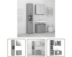 vidaXL Badkamerspiegel - Badkamermeubilair - 3-delige Badkamermeubelset bewerkt hout grijs sonoma eikenkleur - Grijze Badkamer - Houten Badkamermeubel - Sonoma Eiken
